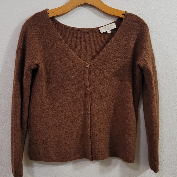 Sezane Barry Kid Mohair Alpaca Cardigan Brown XS V Neck - Picture 8 of 10